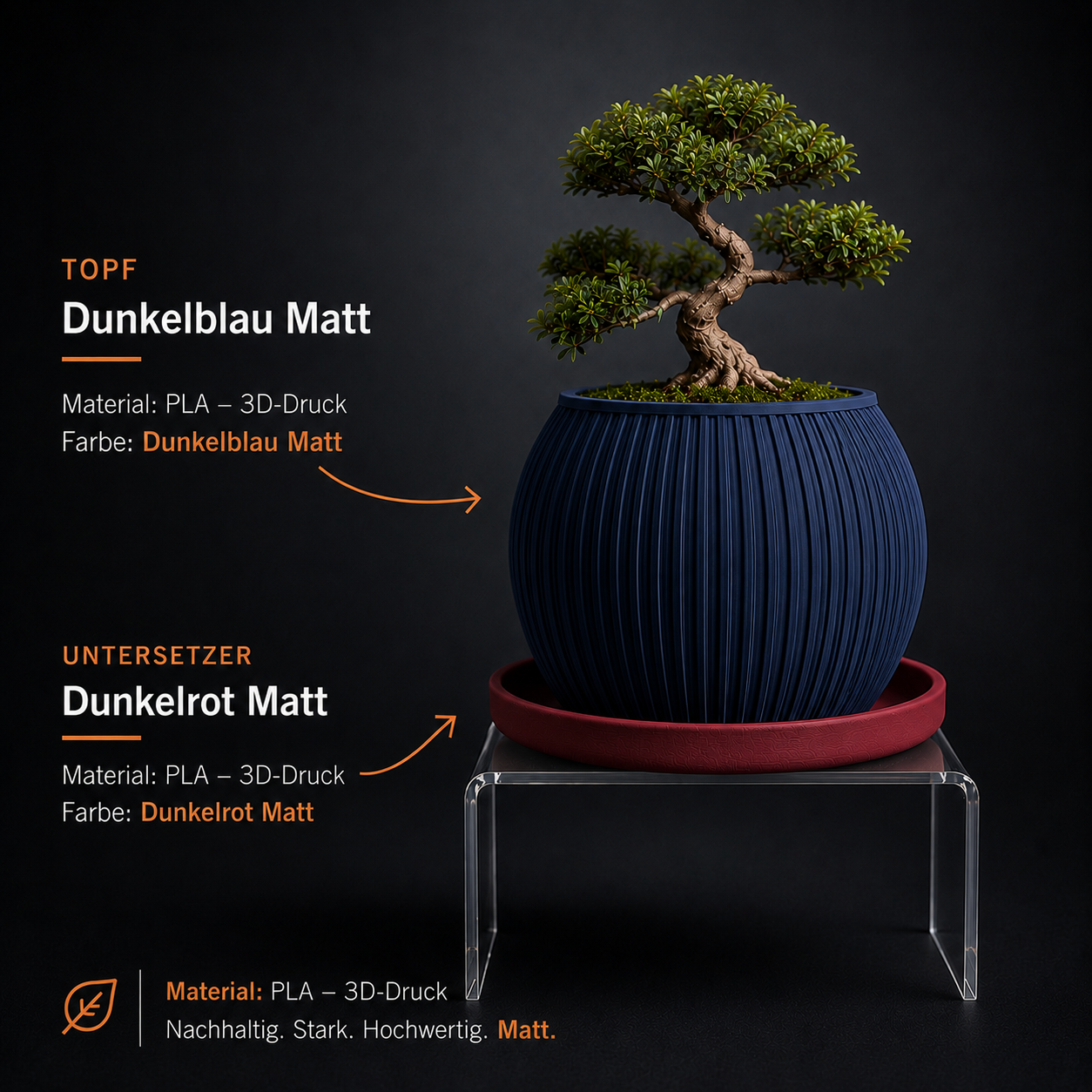 Halo – Blumentopf mit Untersetzer | Modernes Design | 2 Größen