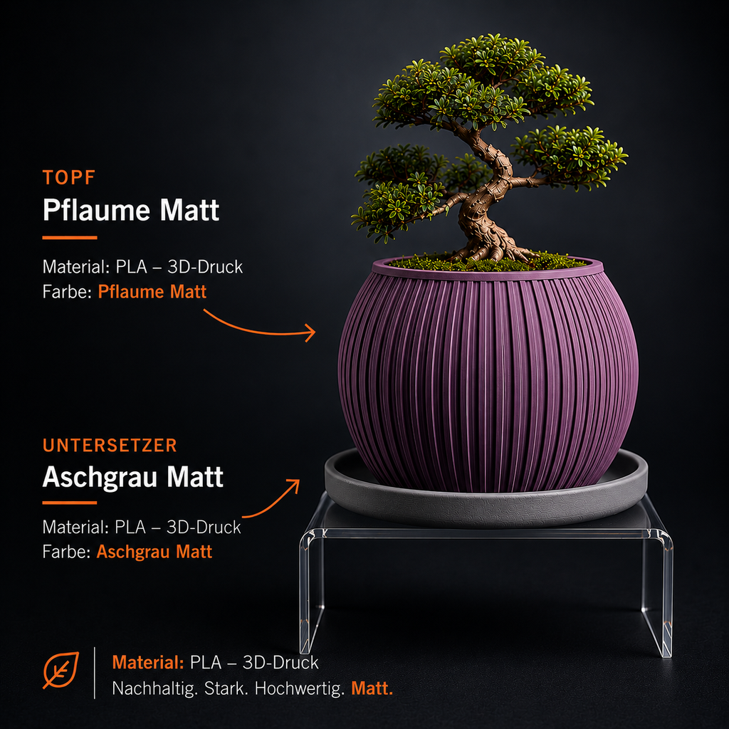 Halo – Blumentopf mit Untersetzer | Modernes Design | 2 Größen
