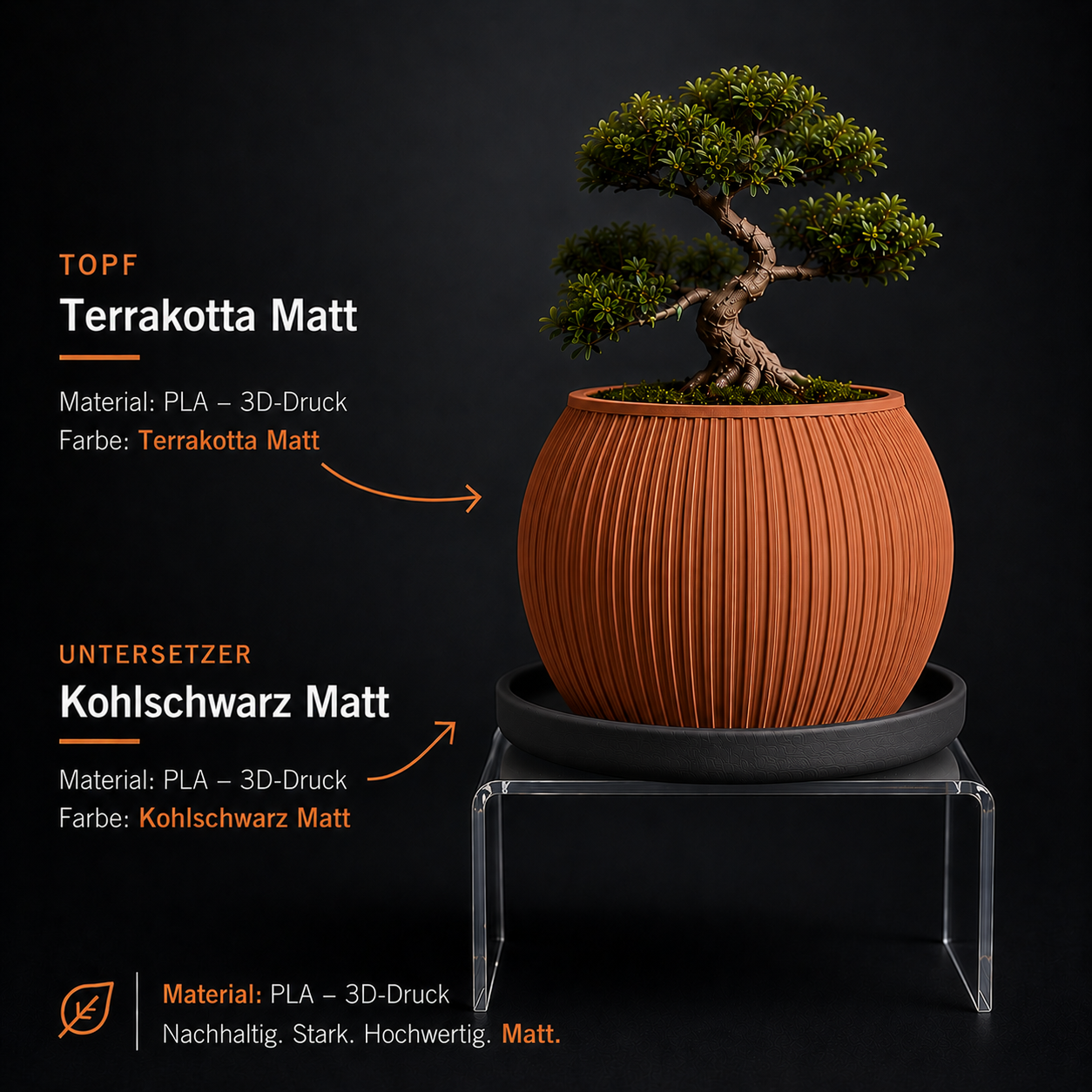 Halo – Blumentopf mit Untersetzer | Modernes Design | 2 Größen