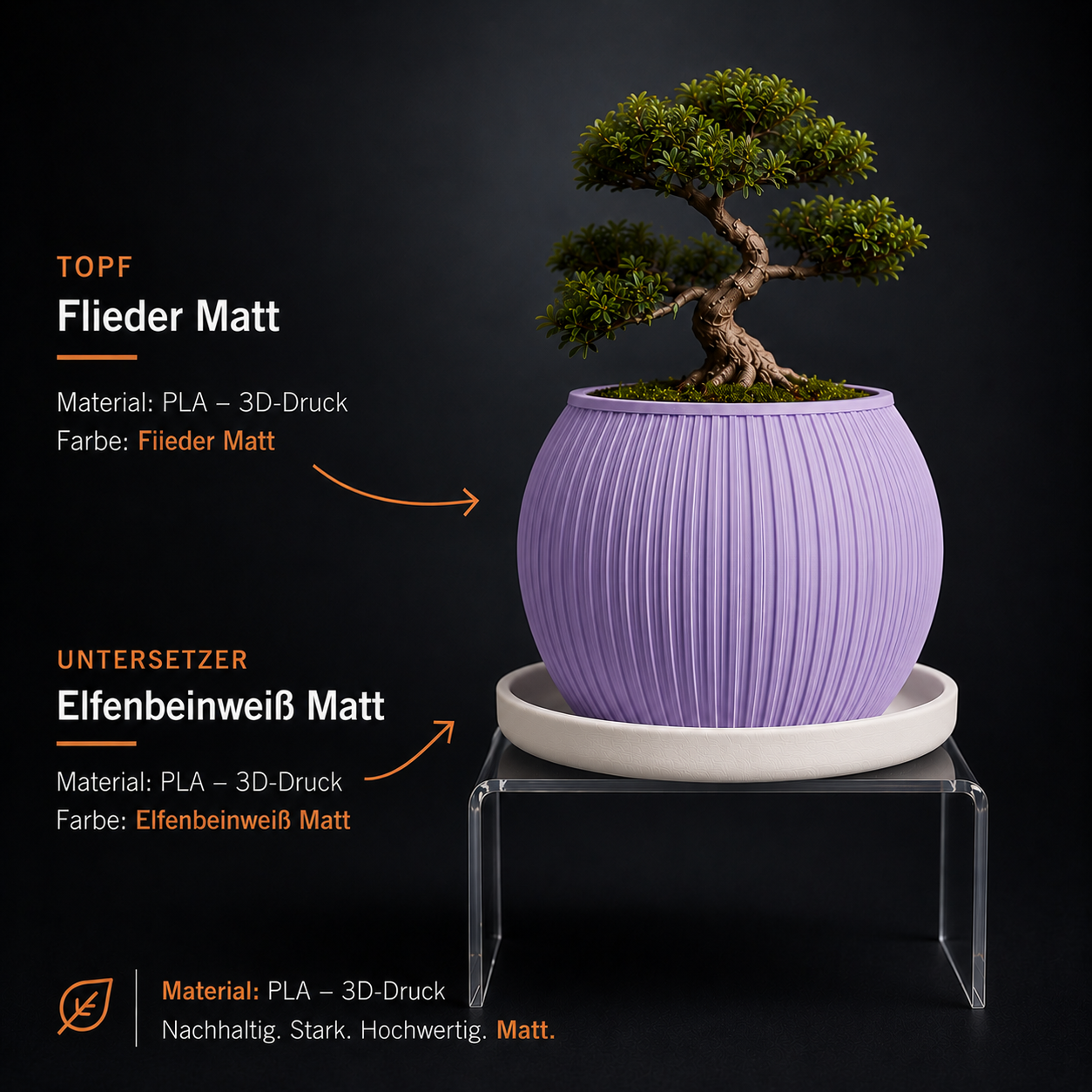 Halo – Blumentopf mit Untersetzer | Modernes Design | 2 Größen