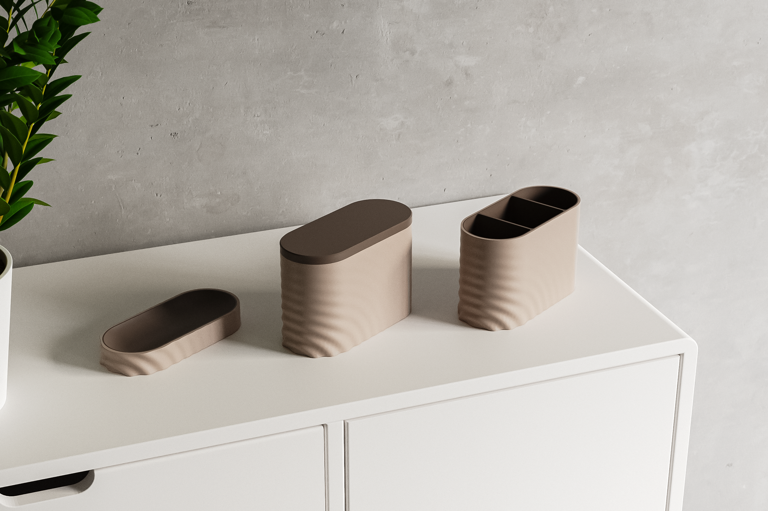 Aufbewahrungsbox im Wellendesign